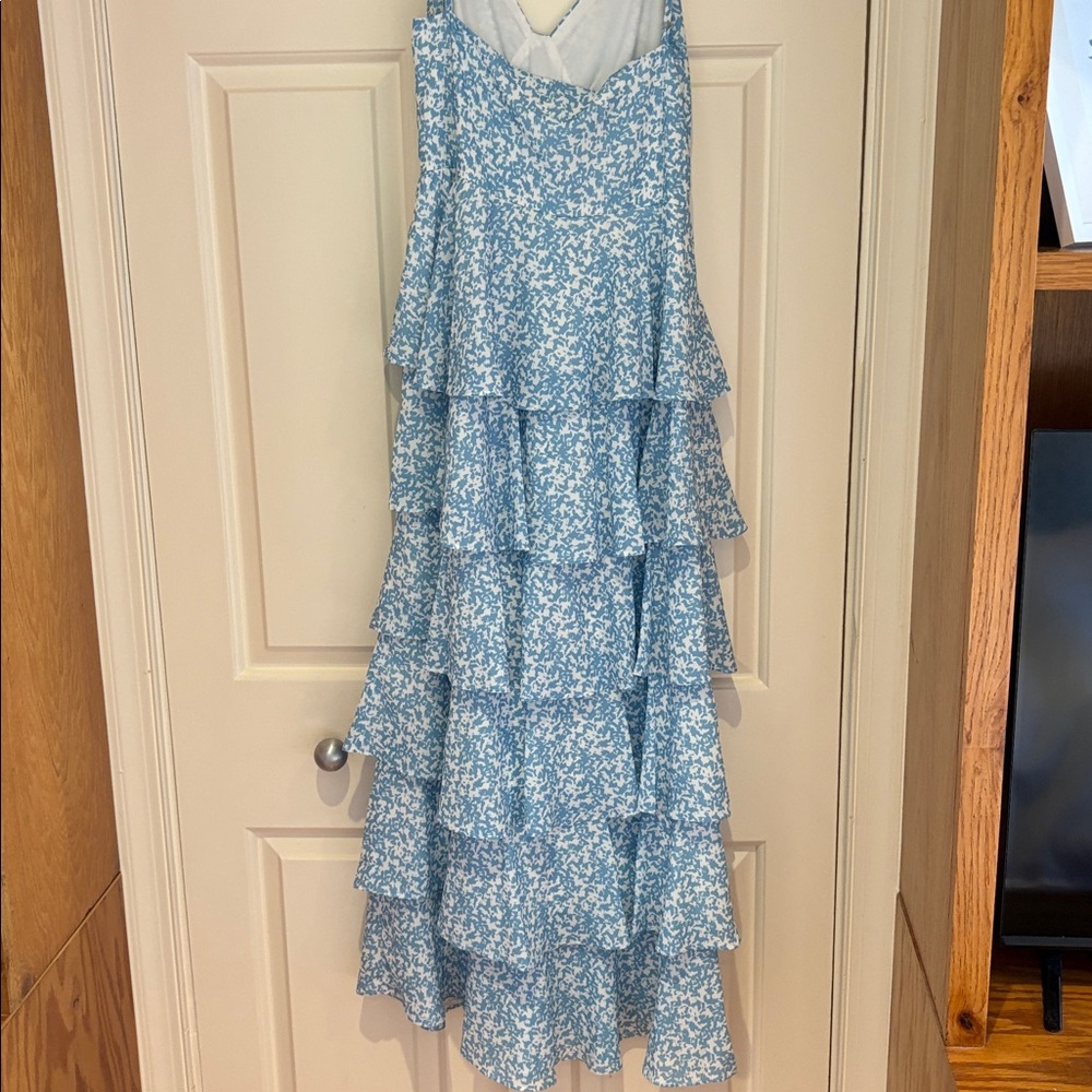 Blue Ruffle Maxi Dress - Picture 10 of 11